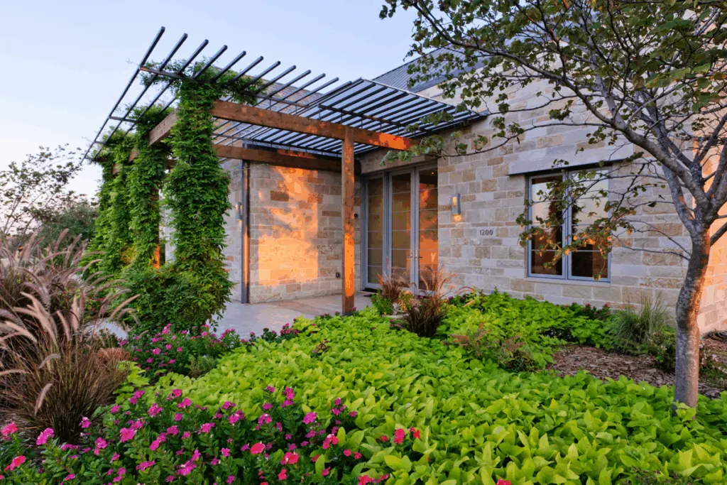 landscaping integrated with luxury Summit Creek home